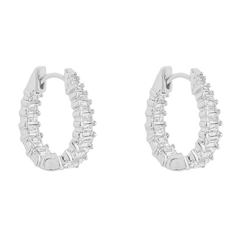 Diamonfire Silver Cubic Zirconia Statement Hoop Earrings