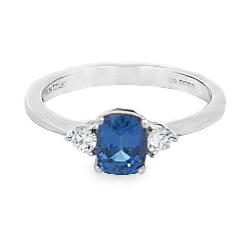 18ct White Gold Sapphire & Diamond 2.08ct Trilogy Ring