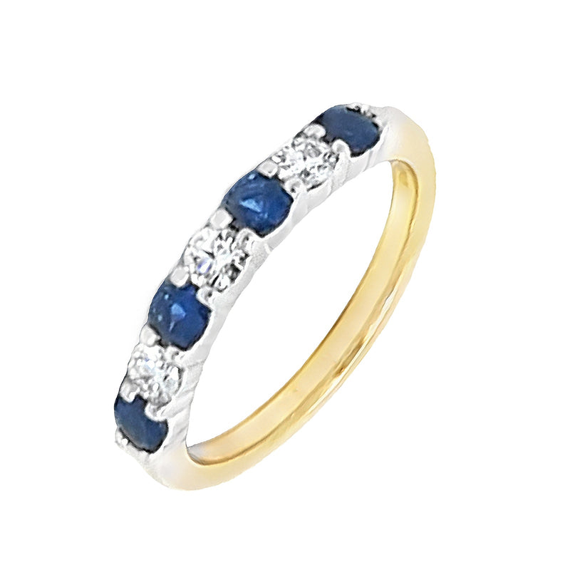 18ct Yellow Gold Sapphire & Diamond 0.90ct Half Eternity Ring