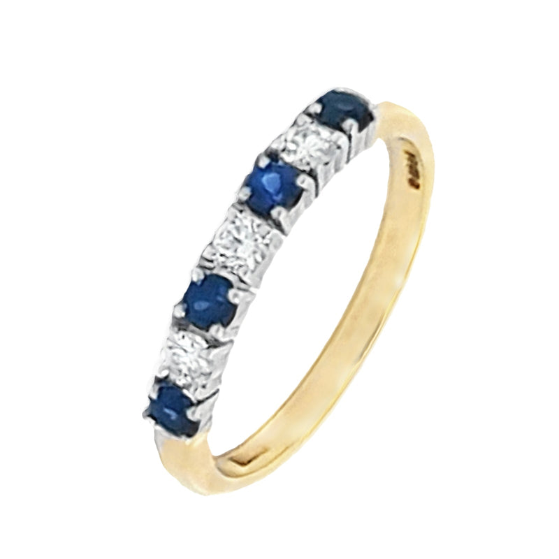 18ct Yellow Gold Sapphire & Diamond 0.53ct  Half Eternity Ring