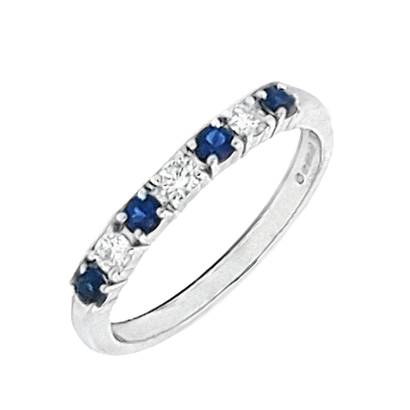 18ct White Gold Sapphire & Diamond 0.44ct Half Eternity Ring