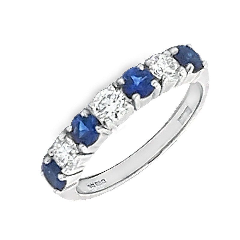 18ct White Gold Sapphire & Diamond 1.27ct Half Eternity Ring