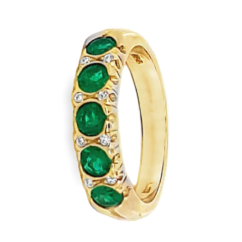 18ct Yellow Gold Emerald & Diamond 0.76ct Eternity Ring