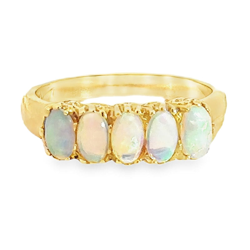 18ct Yellow Gold Five Oval Opal Ring