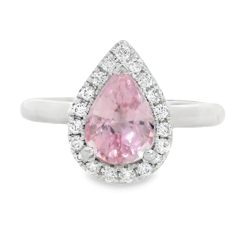 Platinum Pink Pear Shaped Tourmaline & Diamond Ring