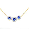 9ct Yellow Gold Diamond Laboratory Grown Sapphire Trio Cluster Necklet