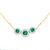 9ct Yellow Gold Diamond Laboratory Grown Emerald Trio Cluster Necklet