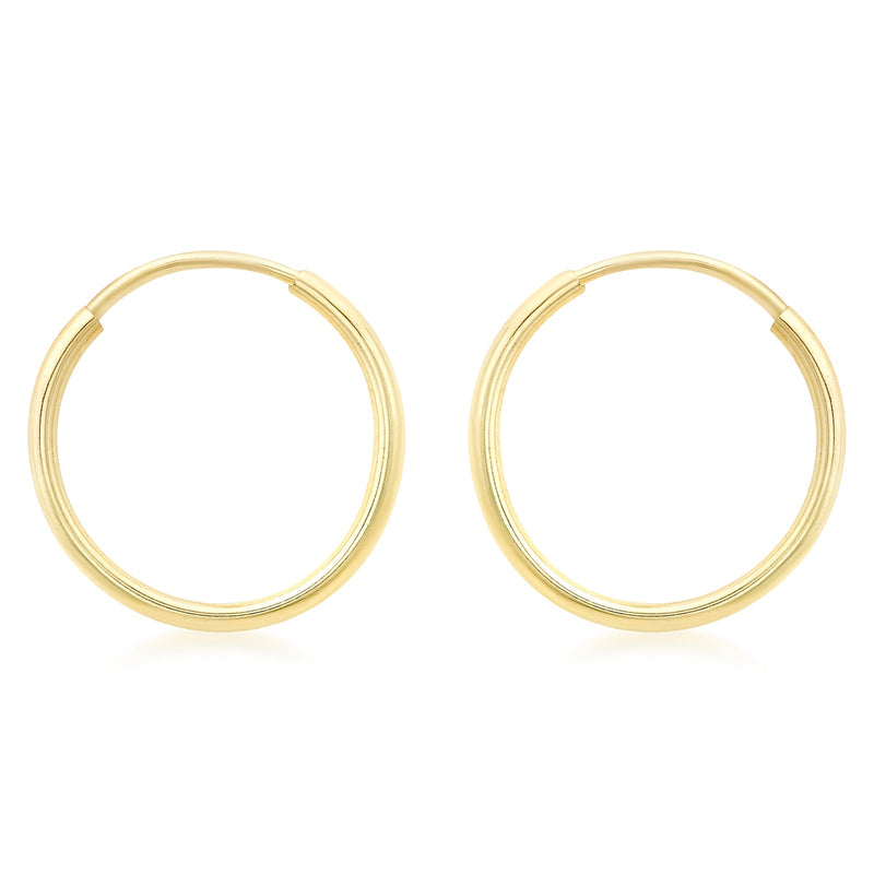 9ct Yellow Gold 18mm Plain Sleeper Hoop Earrings