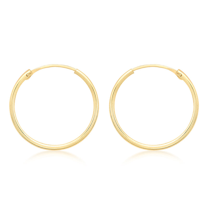 9ct Yellow Gold 18mm Plain Sleeper Hoop Earrings