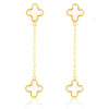 9ct Yellow Gold Mother of Pearl Clover Drop Earrings