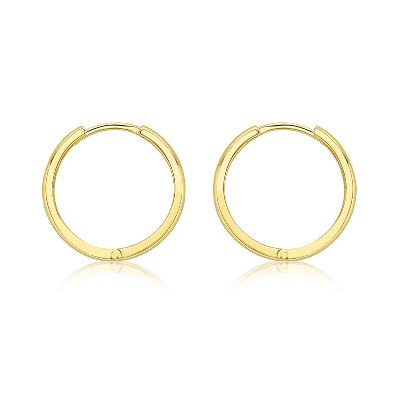 9ct Yellow Gold 14mm Polished Hoop Earrings