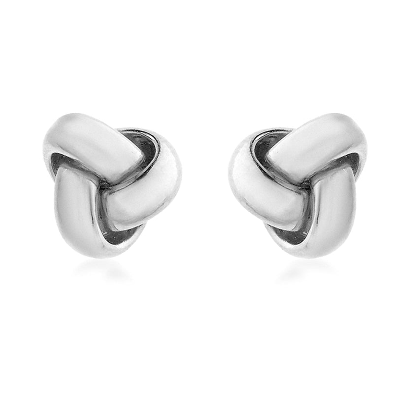 9ct White Gold 6mm Triple Knot Stud Earrings