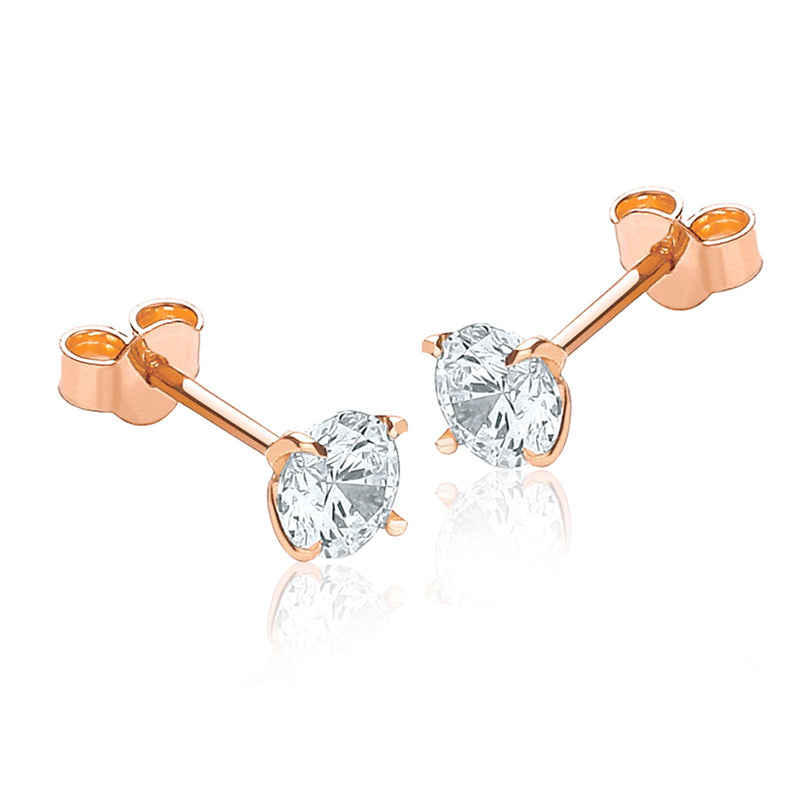 9ct Rose Gold 5mm Round Cubic Zirconia Stud Earrings