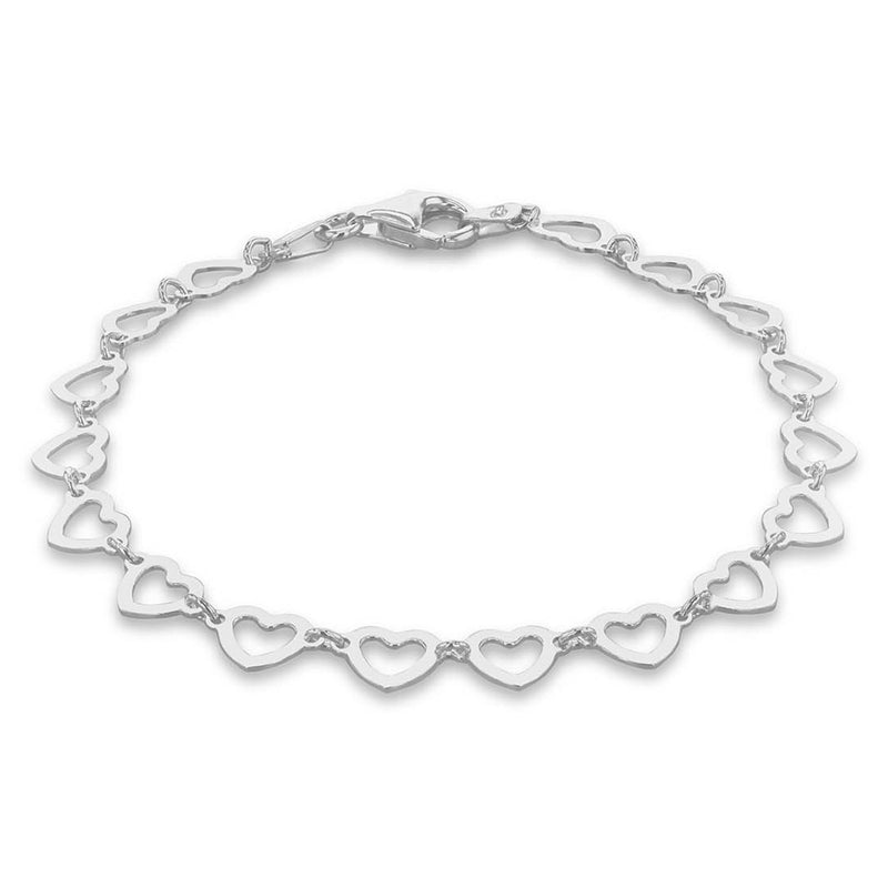 Silver Open Heart Link Bracelet