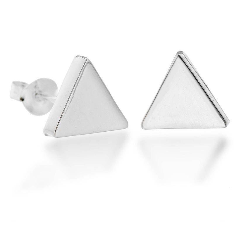 Silver 9mm Triangle Stud Earrings