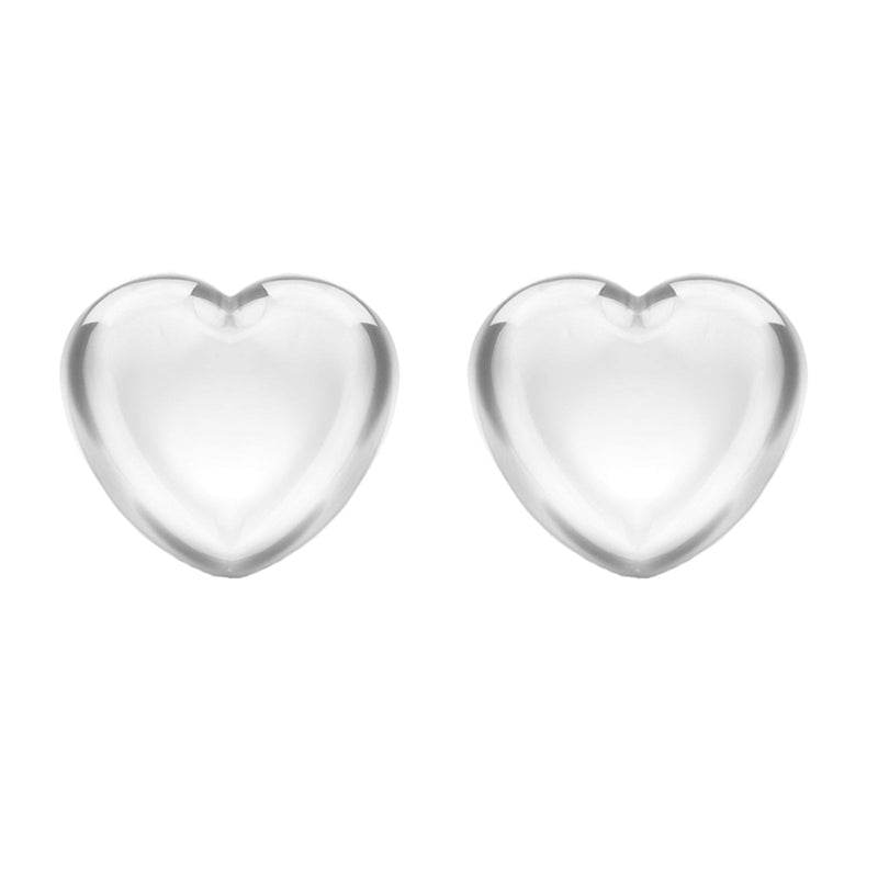 Silver 5mm Puffed Heart Stud Earrings