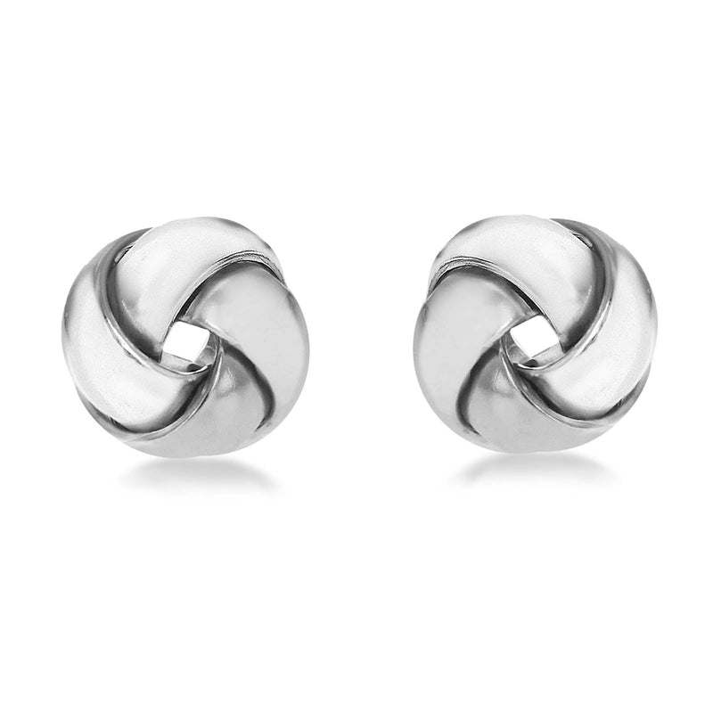 Silver 8mm Plain Knot Stud Earrings