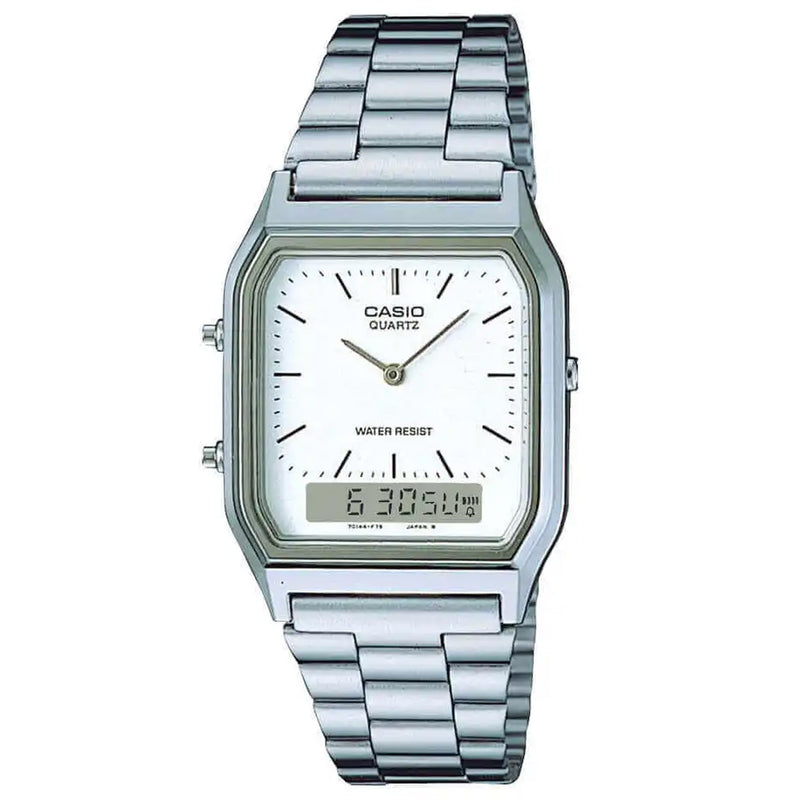 Casio Unisex Stainless Steel Vintage Daigital Dual Display Watch AQ-230A-7DMQYES