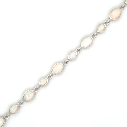 SIL 2 SIZES OVAL SYNTHETIC OPAL BRACELET