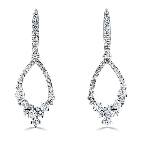 18CT WHITE GOLD DIAMOND 1.01CT TEAR DROP EARRINGS