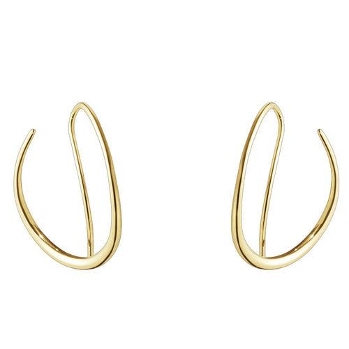 GEORG JENSEN 18CT YELLOW GOLD OFFSPRING DOUBLE EARHOOPS