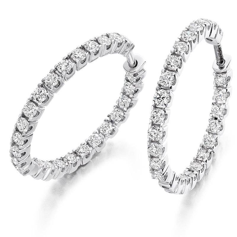 18CT WHITE GOLD  DIAMOND 1.00CT HOOP EARRINGS