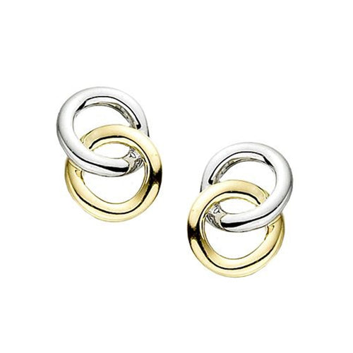 9YW DOUBLE OPEN CIRCLE STUD EARRING