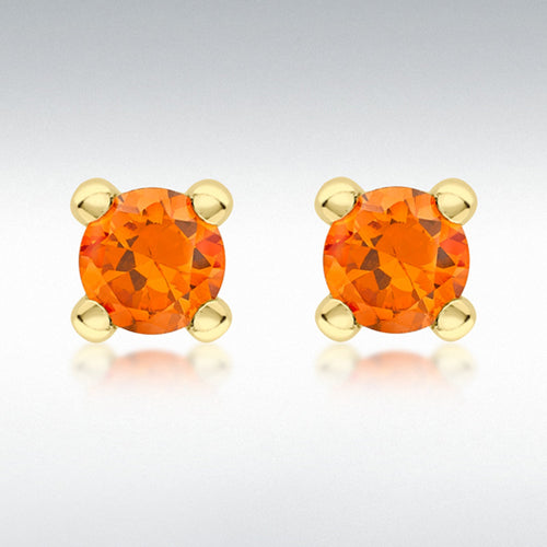 9Y 4MM ORANGE CZ STUD