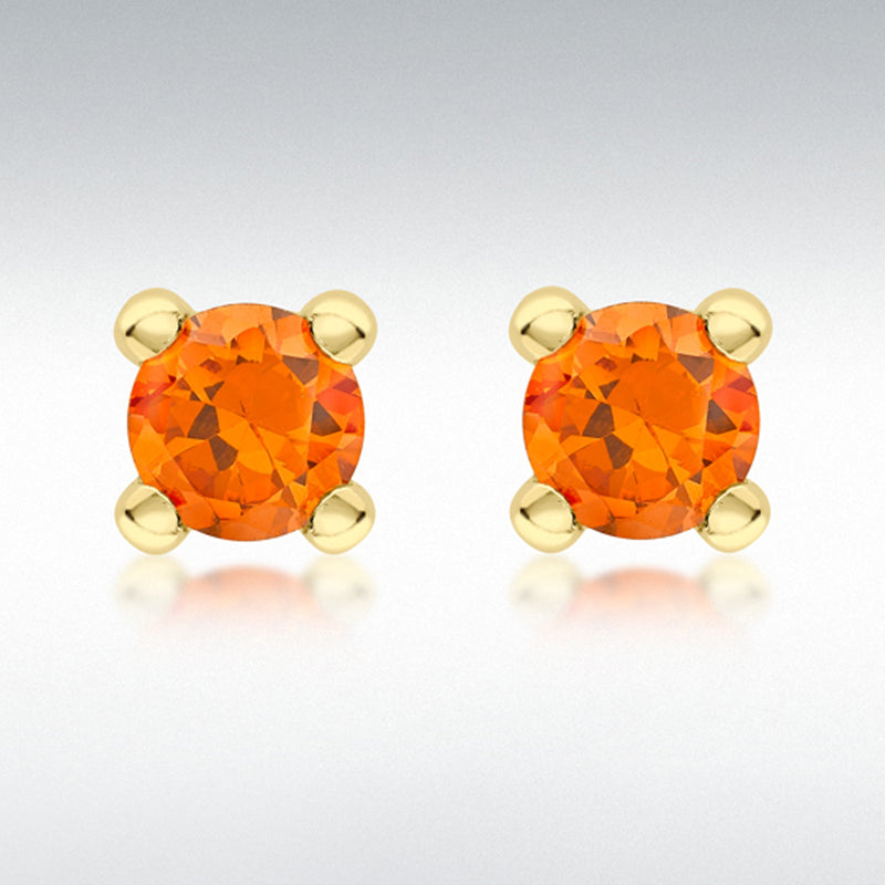 9Y 4MM ORANGE CZ STUD