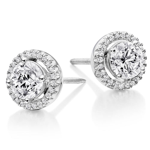 PLATINUM & DIAMOND 0.80CT HALO CLUSTER STUD EARRINGS