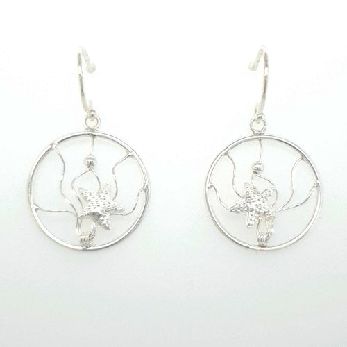 SIL 18MM CIRCLE + STARFISH DROP EARRING