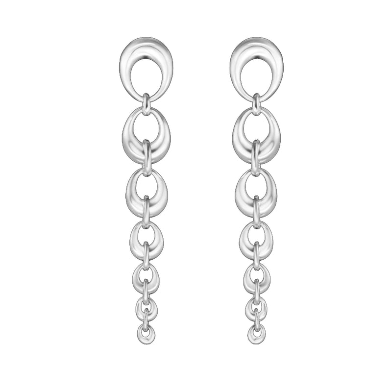 GEORG JENSEN SILVER OFFSPRING LONG DROP EARRINGS