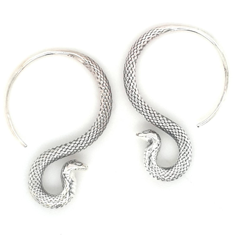 SIL COBRA HOOP STYLE DROP EARRING