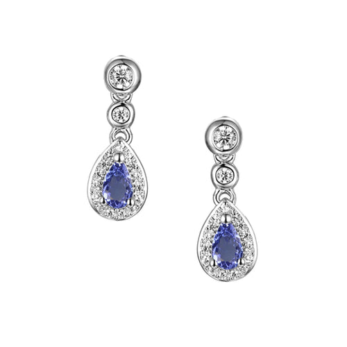 SIL TANZANITE & CZ TEARDROP EARRINGS