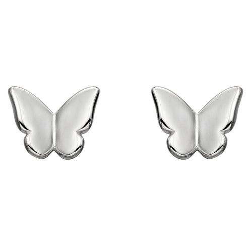 SILVER PLAIN BUTTERFLY STUD ERS