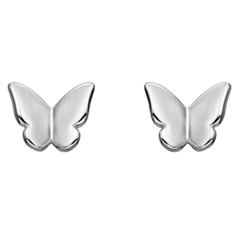 SILVER PLAIN BUTTERFLY STUD ERS