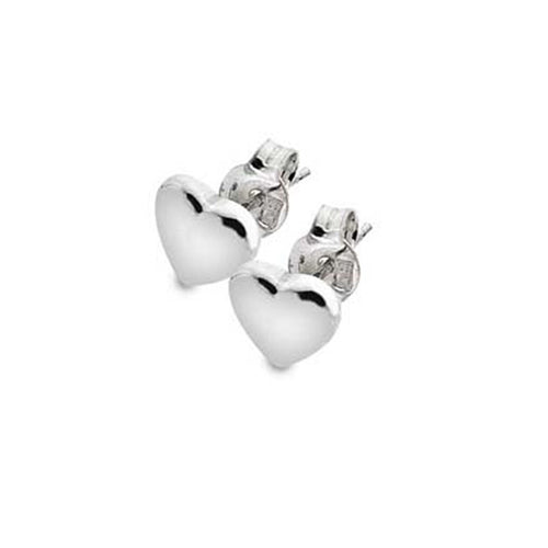 SILVER LARGE PUFF HEART STUD EARRINGS