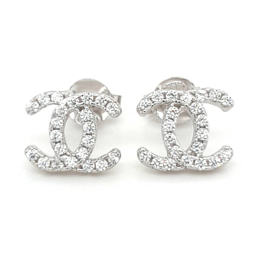 SIL 10MM CZ DOUBLE C STUD