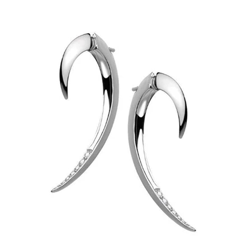 SHAUN LEANE SILVER & DIAMOND HOOK EARRINGS HT010.SSWHEOS