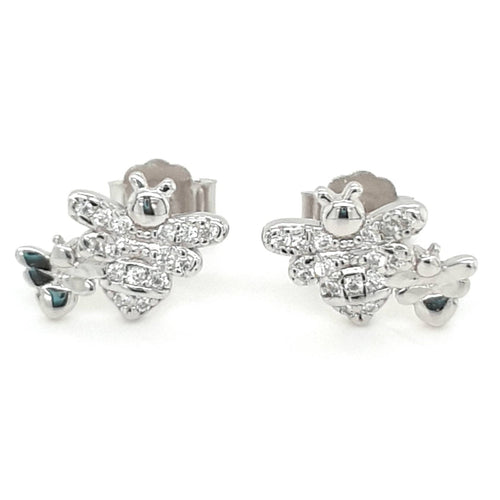 SIL DOUBLE BEE CZ STUD