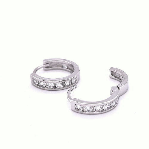 SIL 10MM CZ HINGED HUGGIE HOOP