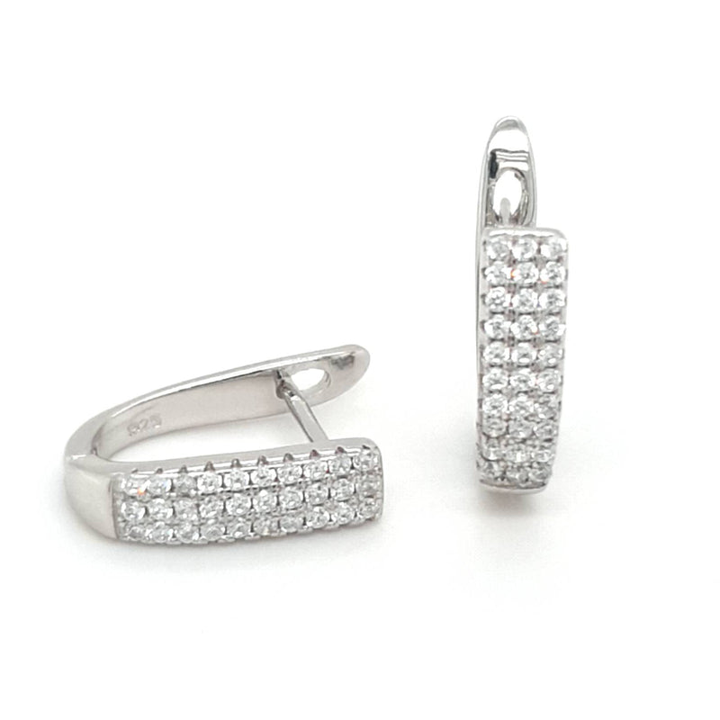 SIL 14MM 3 ROW CZ OVAL HUGGIE