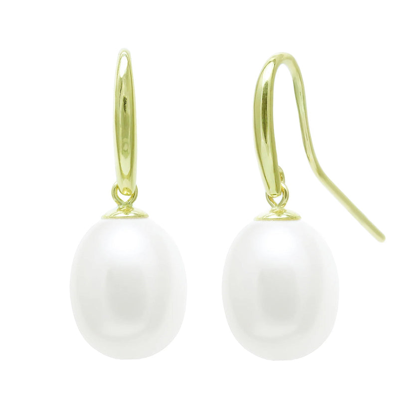 9ct Yellow Gold Freshwater Pearl 9-10mm Drop Earrings