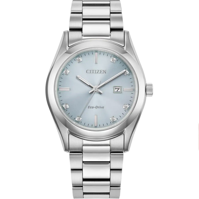 Citizen Ladies Diamond Blue Dial Eco-Drive Bracelet Watch EW2700-54L