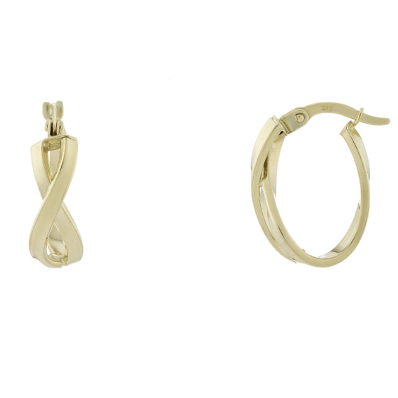 9ct Yellow Gold Cross Over Creole Hoop Earrings