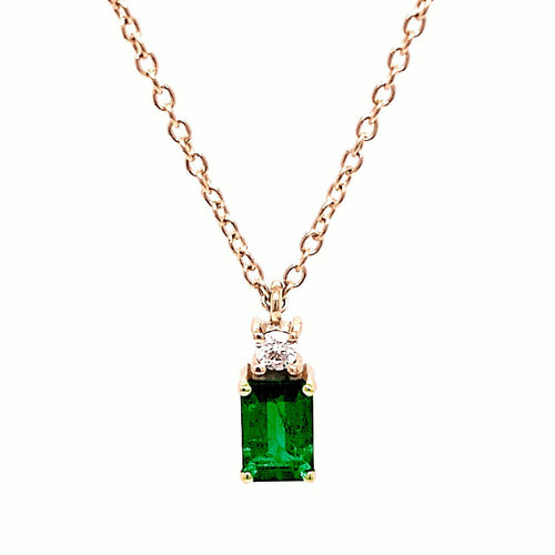 18CT EMERALD 0.52CT DIAMOND 0.05CT FGVS NECKLACE