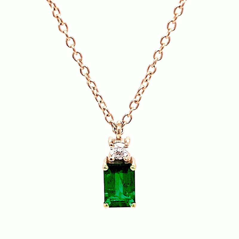 18CT EMERALD 0.52CT DIAMOND 0.05CT FGVS NECKLACE