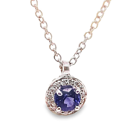 18CT SAPPHIRE 0.38CT DIAMOND 0.05CT GVS NECKLACE