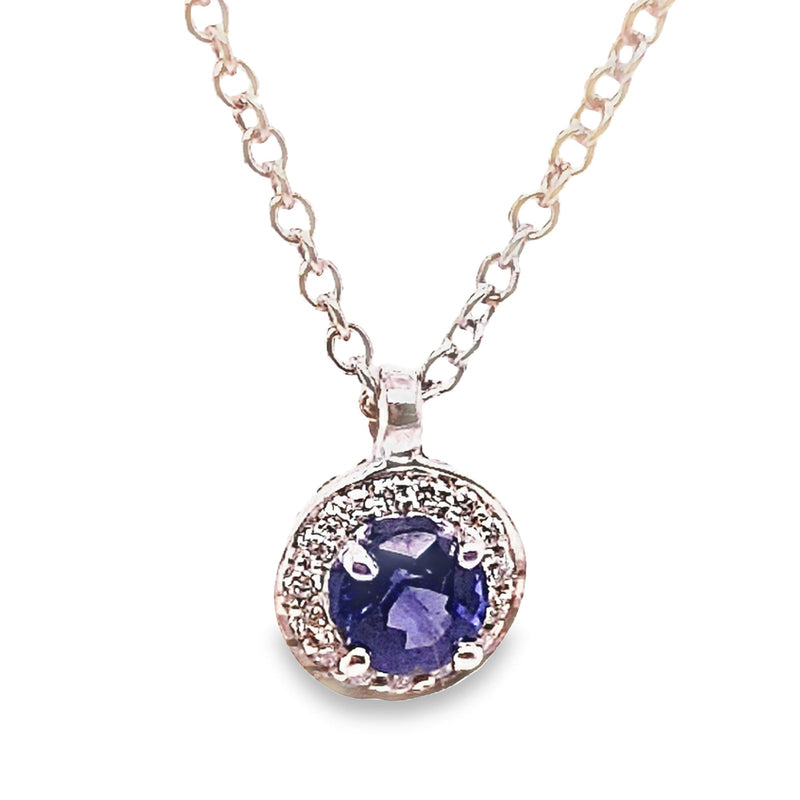 18CT SAPPHIRE 0.38CT DIAMOND 0.05CT GVS NECKLACE