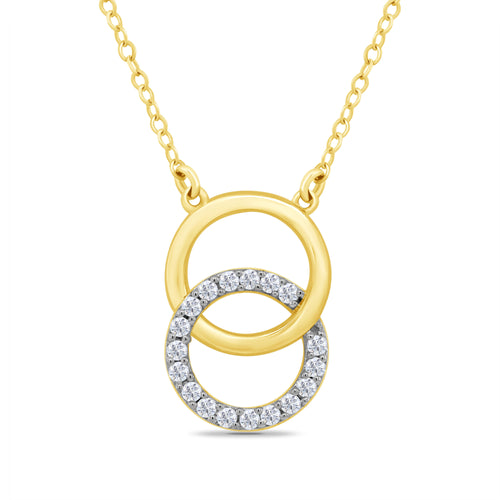 9Y PLAIN/DIAMOND 0.13CT INTERTWINED CIRCLE NECKLACE